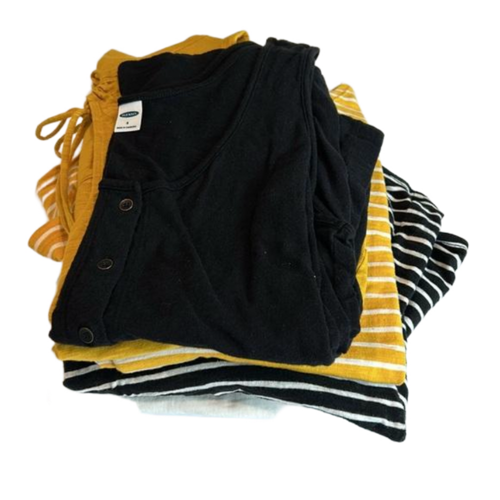 Bundle 6 Old Navy Size Small Tops, Tanks, Tees Black, White Yellow Stripes